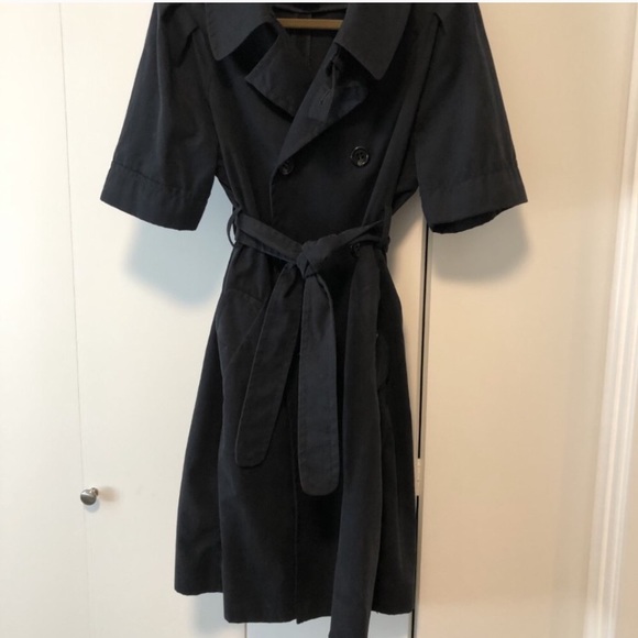 🆕 BCBGMAXAZRIA Short-Sleeve Navy Trench Coat - Picture 4 of 6